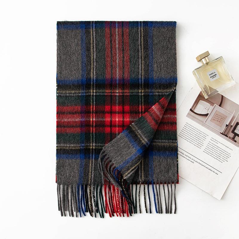 British Style Scarf for Men In Winter High Quality Pure Wool Plaid Scarf Female Student Scarf Couple Style