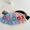 Japanese Style Niche Colorful Flower Hollow Knitted Yarn Fisherman Hat for Women's Spring and Summer Beach Vacation Style Handmade Basin Hat