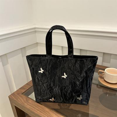 2025 New Retro Large-capacity Tote Bag Women's Casual Fashion Simple College Student Class Shoulder Commuter Bag