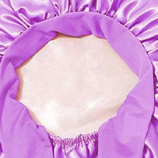 Double Layer Satin Sleeping Cap Solid Color Women Braids Long Curly Hair Night Sleep Cap Large Round Silk Hair Bonnet with Tie Band
