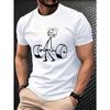 European Sizes Men's Round Neck Short Sleeve T-Shirt with Weightlifting Print, Fashionable Street Style Breathable Tee