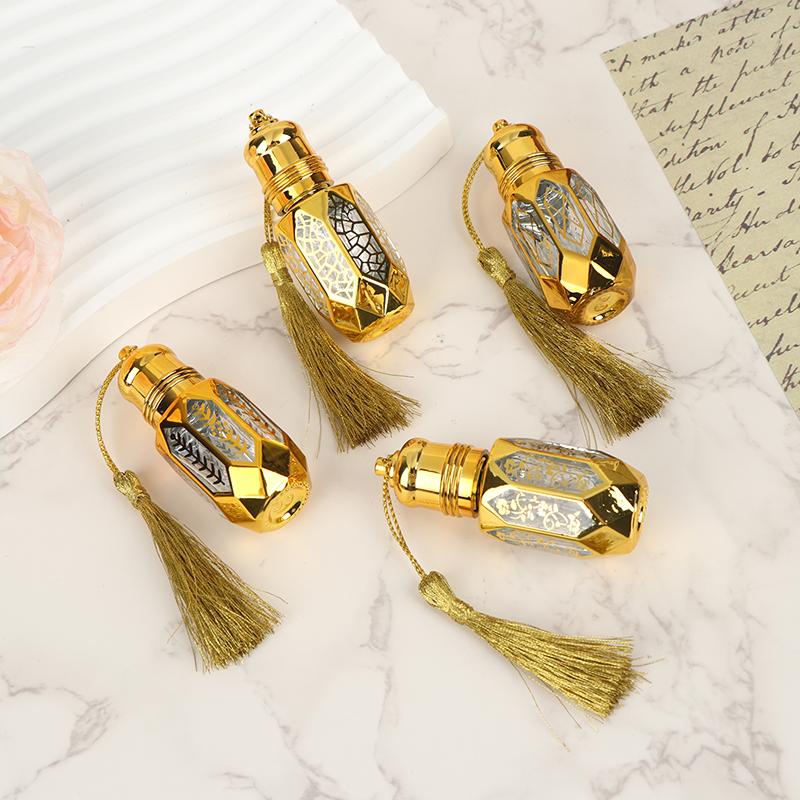 6Ml Mini Steel Ball Roll-On Bottle Luxury Gold Glass Perfume Sample Vials Portable Refillable Bottles Travel