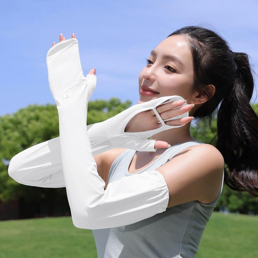 Full Wrap Sunscreen Sleeve Anti-UV Cycling Sleeve Gloves Breathable Ice Silk Sleeves Outdoor