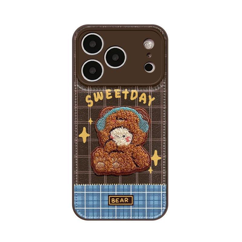 High-End Light Luxury iPhone 16 Pro Case with Plush Little Bear Pendant Design, Also Fits iPhone 17 and 15.