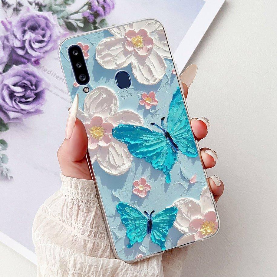 Case For Samsung Galaxy A20 A20e A20s Cover Fashion Flower Butterfly Soft Silicone Clear Bumper For Samsung A30 A 30 A 20 Covers