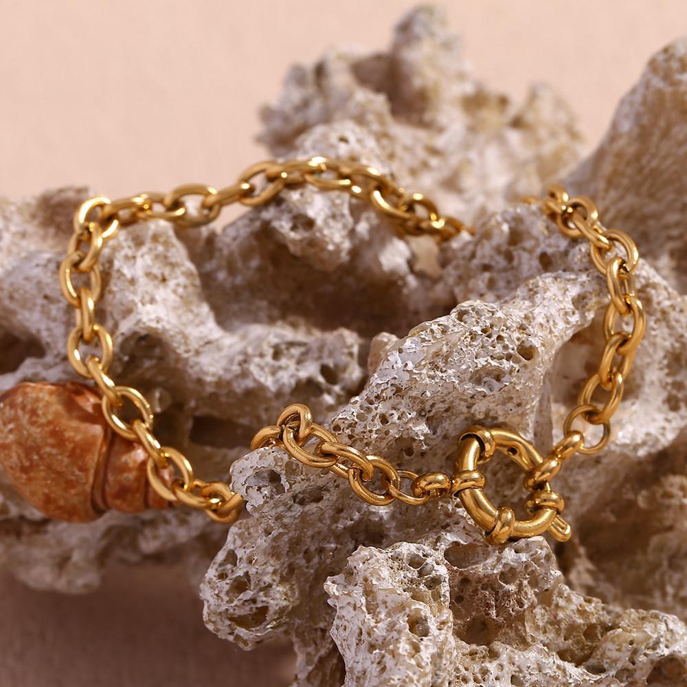 Trendy Gold 18k Plated Stainless Steel Spring Clasp Pendant Necklace For Women