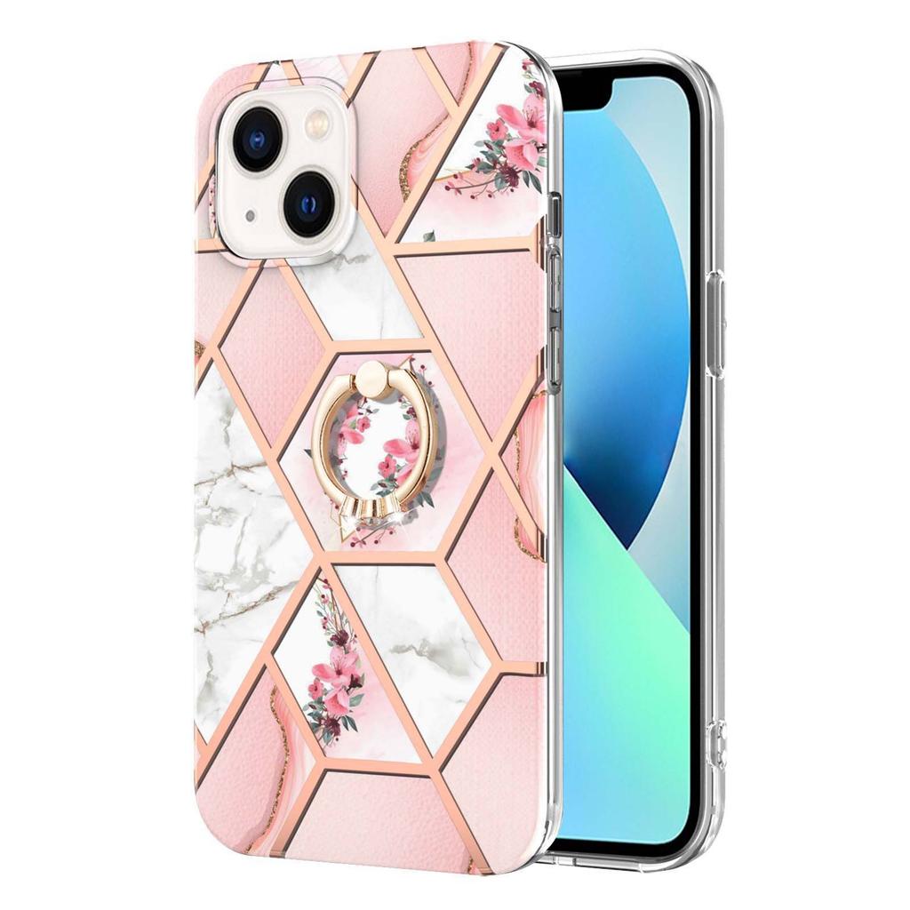Flower splicing marble is suitable for Apple iPhone16 mobile phone case 15Pro all-inclusive anti-drop 14plus.