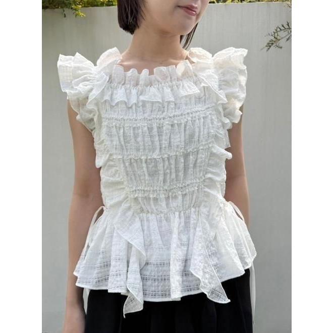 (Limited time 10% OFF & 300 yen OFF) Lily Brown / Lily Brown Ruched Layer Ruffle Tops 26 Spring/Summer. LWFT262107