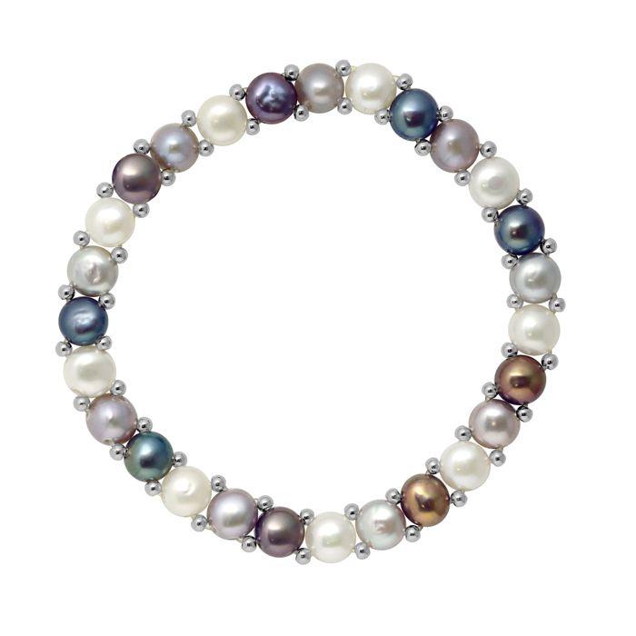 Bracelet - Pearls & Colors - Perle de Culture d'Eau Douce 3-4 mm - Perle Blanche, Grise & Noire - Argent 925 - Qualité AAA+ - Femme