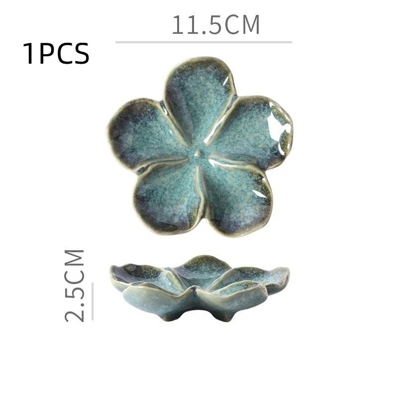Vintage Ceramic Flower Shaped Craft Dish Multi-Color Dipping Sauce Small Bowl Creative Kitchen Gift