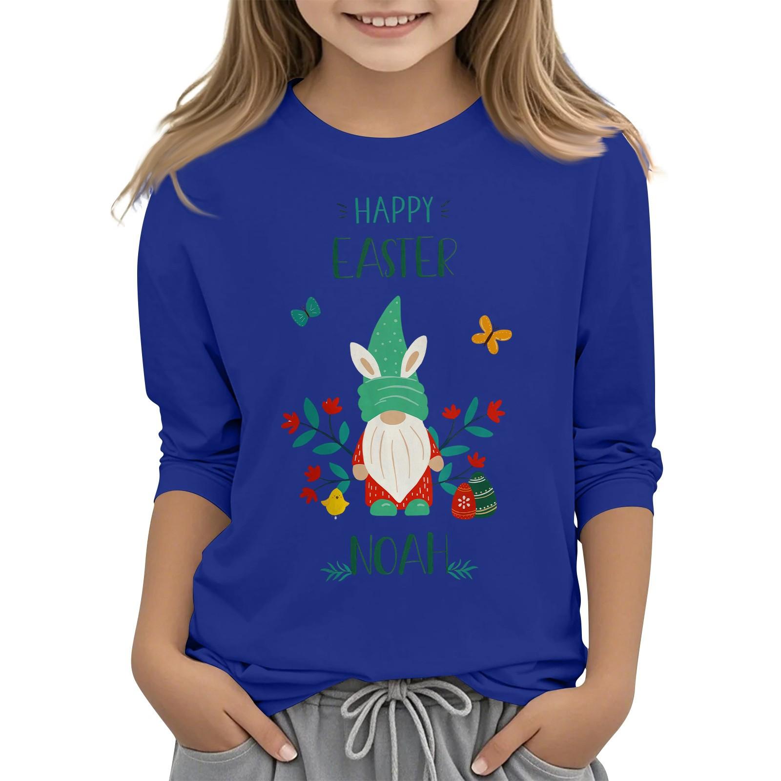 

Повседневная футболка с круглым вырезом и пасхальным принтом, с рукавами 7 точек для детей 150