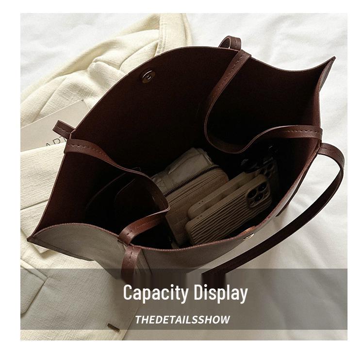 2023 Retro Textured Large Capacity Casual Shoulder Tote Handbag for Women