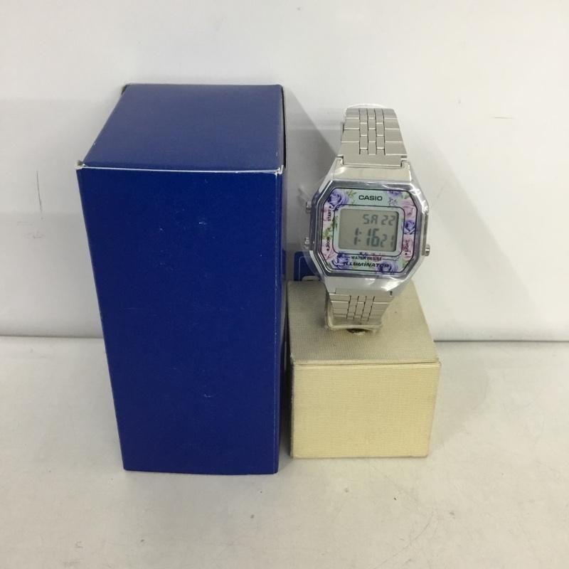 Used CASIO Casio watch digital LA680W cheap Casio floral pattern with box