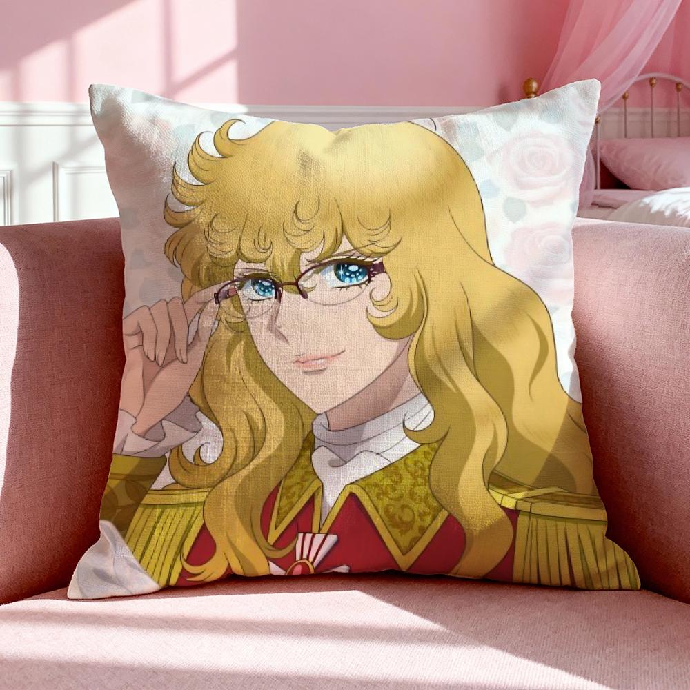 Anime T-The Rose of Versailles Cushion Cover Breathable Linen Pillowcase Summer Odorless Eco-Friendly Invisible Zipper Washable