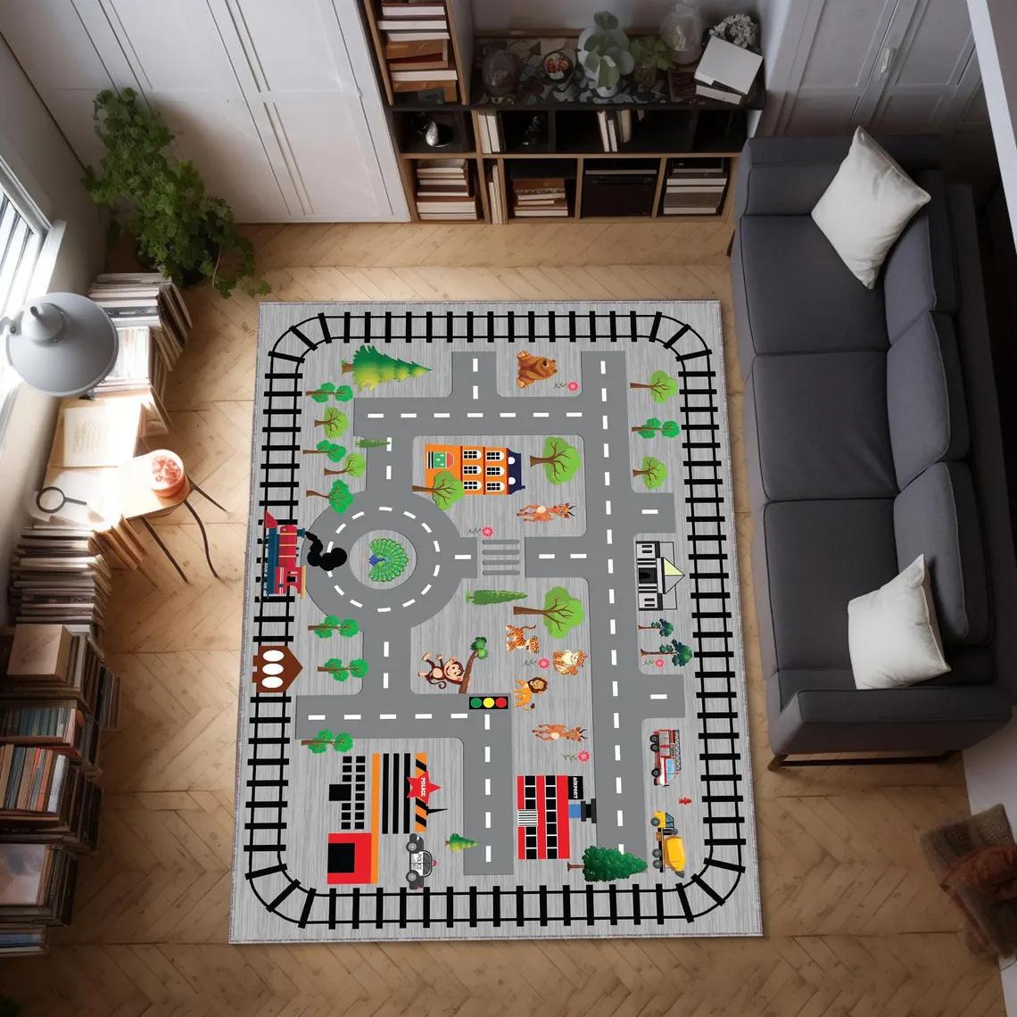 

Airport Game Rug, Airport Play Rug, Kids Airplane Runway Carpet, Car Parking Playmat, Fun City Road Mat Educational Rug Carpet 40x60cm