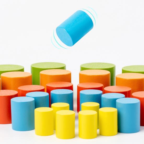 Holzbaustein Stapelspiel Vorschul-Lernen Balance-Stein Farbzuordnungsspiel Pädagogisch Jungen Mädchen Farbsequenz-Spiel