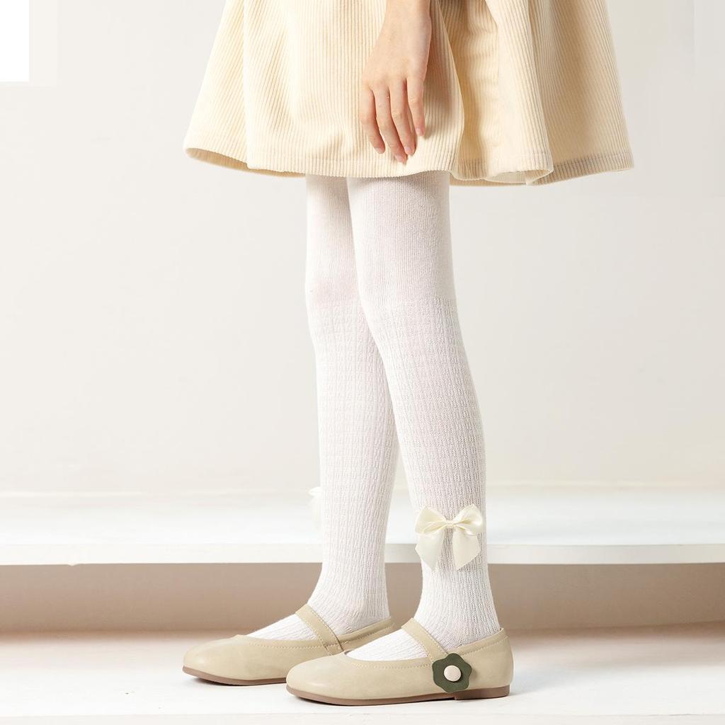 Leggings a doppio ago per bambini: Collant monocolore per primavera e autunno - Versatili collant per bambina/studentessa