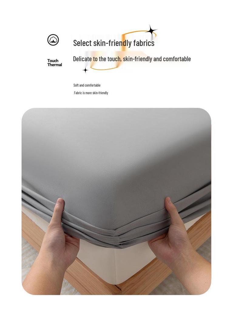 Solid Color Skin-Friendly Cotton Flannel Fitted Bed Sheet Protector