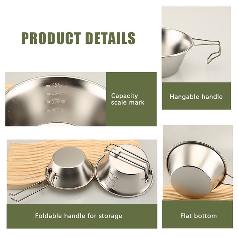 30/200/400 ml 304 Edelstahl Sierra Cup Outdoor-Geschirr für Camping und Picknicks Stapelbare aufhängbare Suppenschüssel