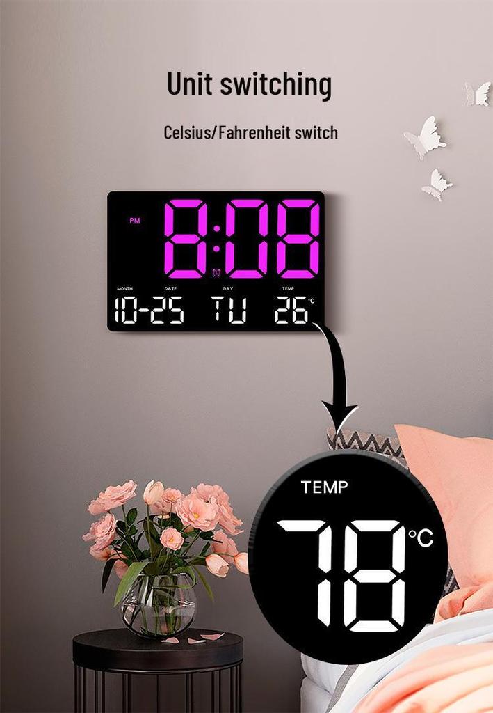 Multifunctional Large Screen Clock: Wall & Tabletop Use, Simple Style for Living Room with Alarm 0717