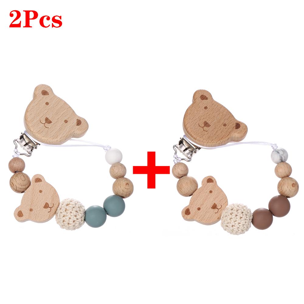 2Pcs New Chew Silicone Beads Pacifier Clips Dummy Chain Holder Newborn Soother Chains Nipple Holder Infant Teething Toys Gifts