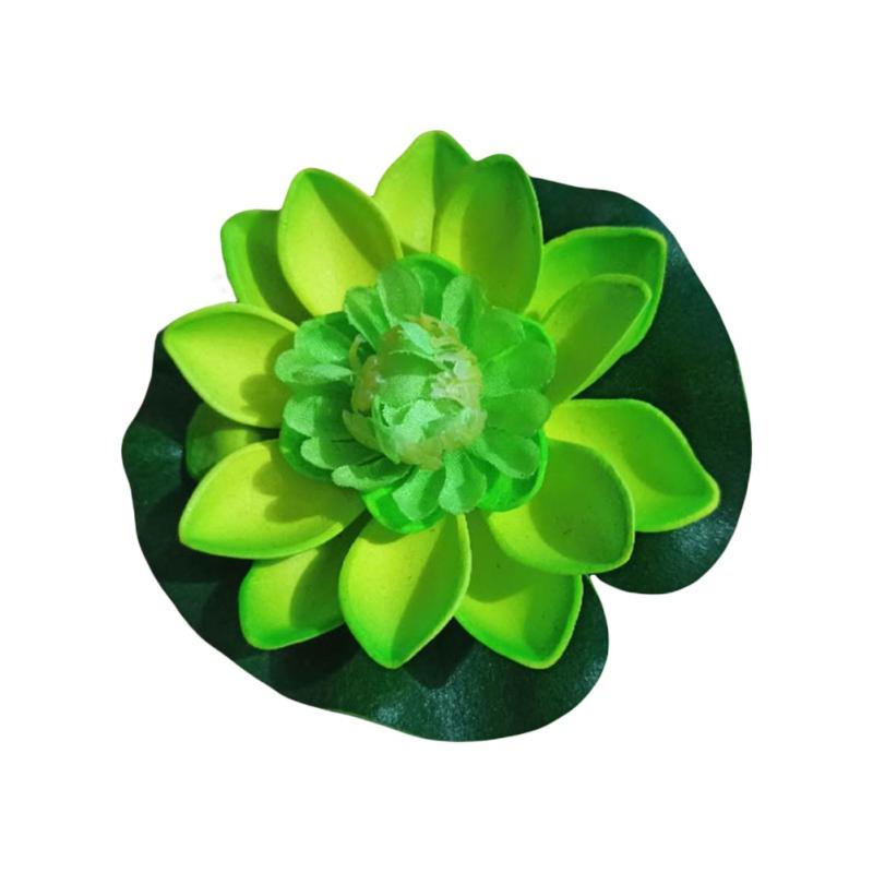 Artificial Floating Foam Lotus with Water Lily Pad Flower Lifelike Floral Ornanment for Home Garden Pond Decor Assorted Colors