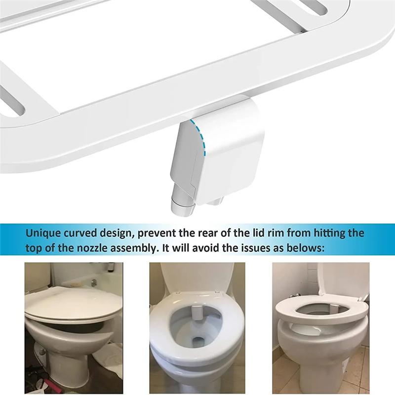 

A95I-Dual Nozzle Adjustable Water Pressure Slim Bidet Toilet Seat Attachment Non-Electric Bathroom Accessories білий