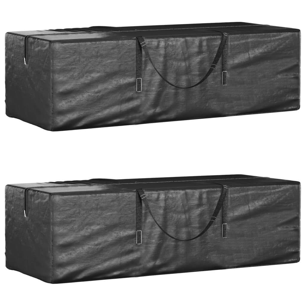 Gartenkissen Aufbewahrungstasche 2 Stück Schwarz 135 x 40 x 55 cm