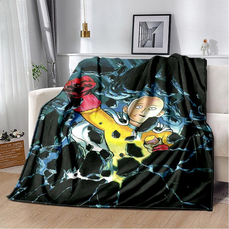 3D One Punch Man Saitama Cartoon Anime Soft Blanket,Soft Throw Blanket for Home Bedroom Bed Sofa Travel Cover Child Gift