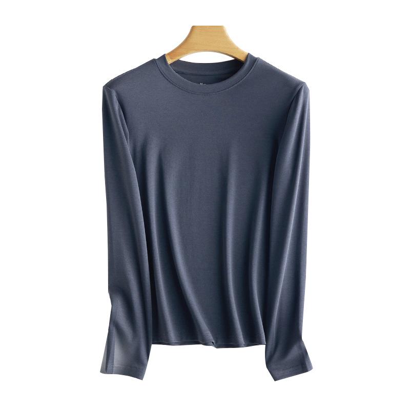 220g Women's Long-Sleeve Heavyweight White T-Shirt, Round Neck, Xinjiang Cotton