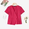 ZANZEA Blusa Estiva da Donna con Scollo a V Tinta Unita Casual Manica Corta