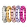 LAMOON Simple Colorful Width 9mm Elastic Link Chain Stainless Steel Bangle On Hand Jewelry DIY Making Italian Charm Bracelet