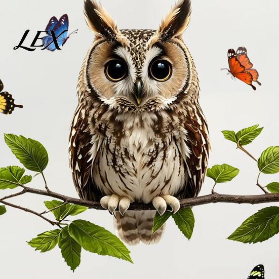 Decorative Party Window Sticker Owl Butterfly Wall Sticker, Forest Animal Illustration Decals, Nature Inspired Balcony Glass Decor Waterproof