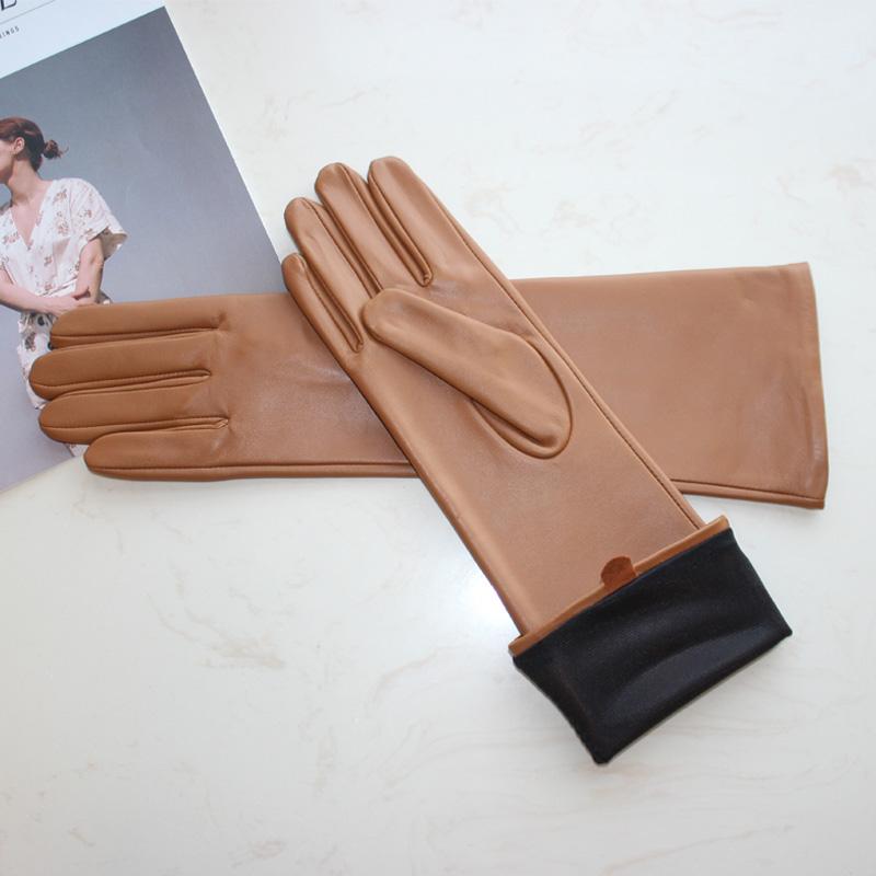 

Touchscreen new women s long gloves thin silk lined leather gloves 8.5
