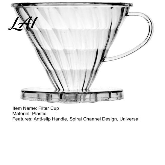 Coffee Filter for Sharing Pots Dripper Cup with Spiral Groove Design Pour Over Cone Heat Resistant V.60 Transparent Plastic Maker Kitchen Travel Use