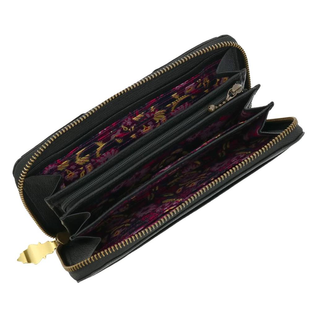 Portofel lung cu fermoar rotund din piele naturală, fluture mare 316080, fluture din piele de capră, bordeaux [ANNA SUI] Pentru femei [96]