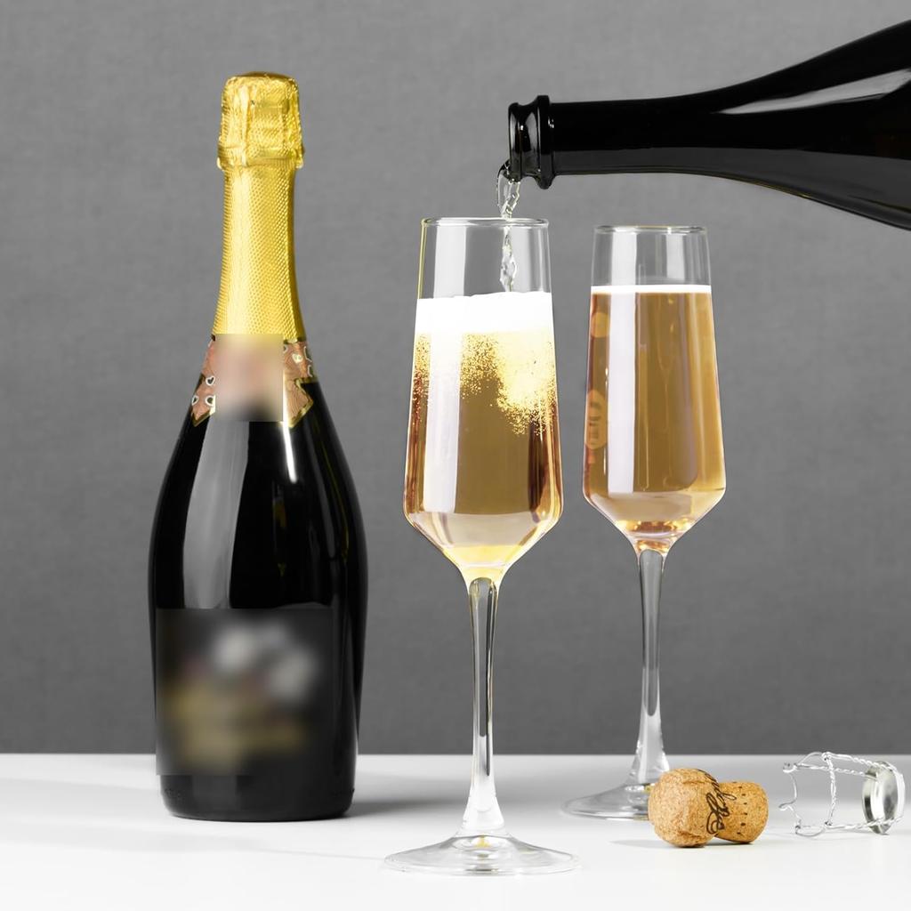 Champagne Flutes Set of 2, 8.5oz Clear Elegant Glasses for Wedding, Birthday, Christmas Gift