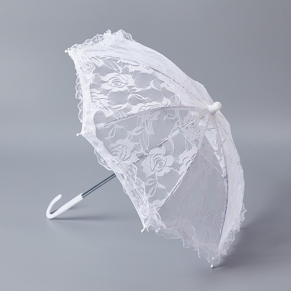 White Lace Rose Parasol for European Weddings, Photography, and Stage Performances