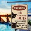 Metal Poster Wall Art Vintage Cat Attention Sign Country Style Home Decor Flat Hanging Plate
