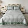 Praná bavlna 3dílná sada protiskluzového zesíleného přehozu na postel, prošívaná deka, pratelný přehoz na postel, univerzální pro čtyři roční období