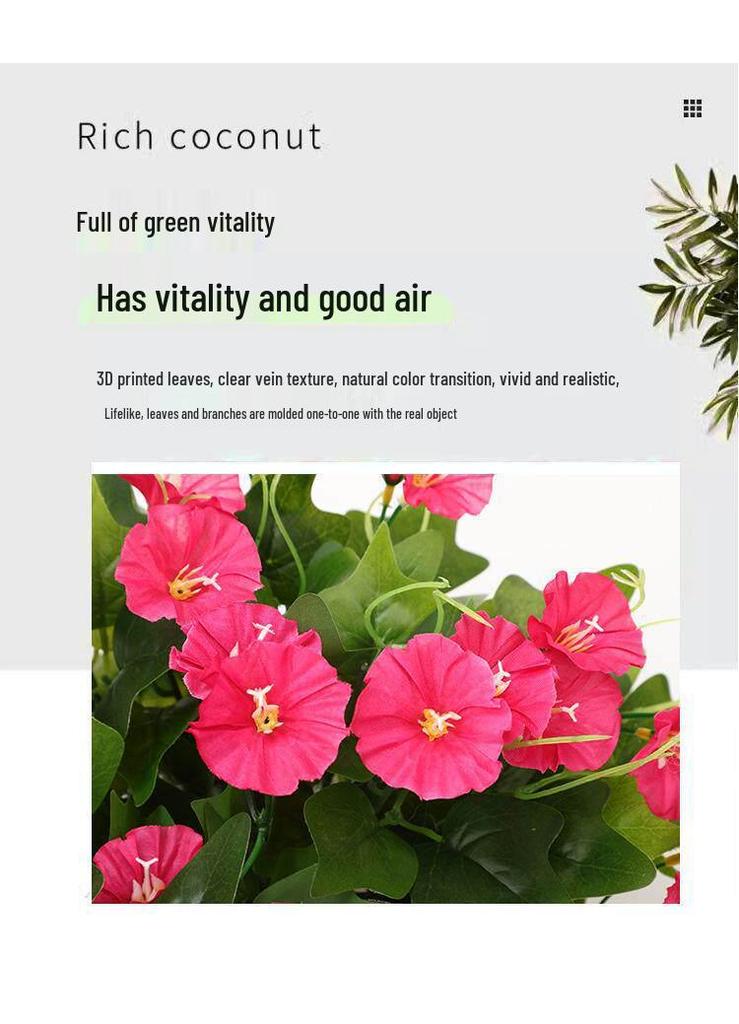 High-Quality Morning Glory Wall Hanging Vine - Artificial Green Plant Decoration for Living Room