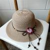 Straw hat woman summer small fresh versatile travel seaside beach sunshade sun protection folding flower sun hat tide