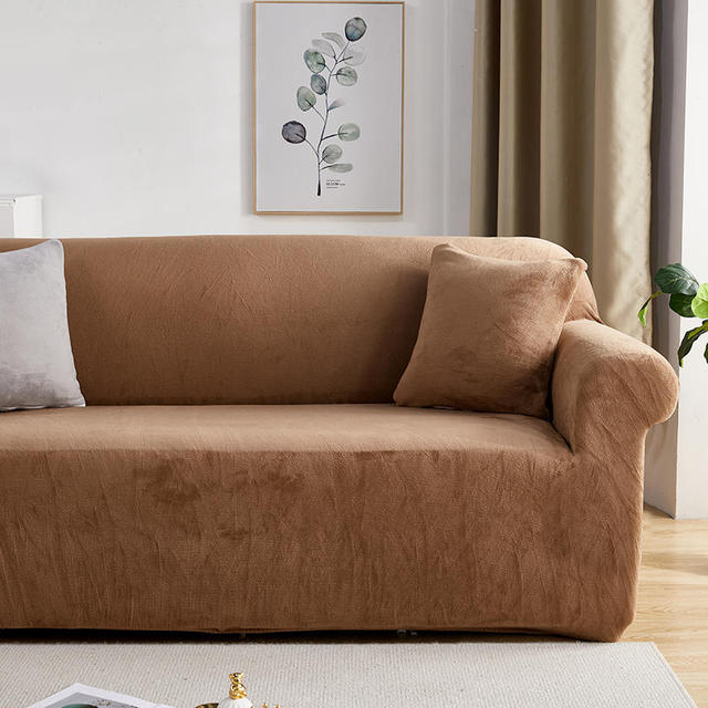 Ensfarget fløyelssofatrekk Sofa Sliptrekk Mykt stoff Stretch Sofa Sliptrekk L Form Hjørne Funda Sofa Elastisk sofatrekk