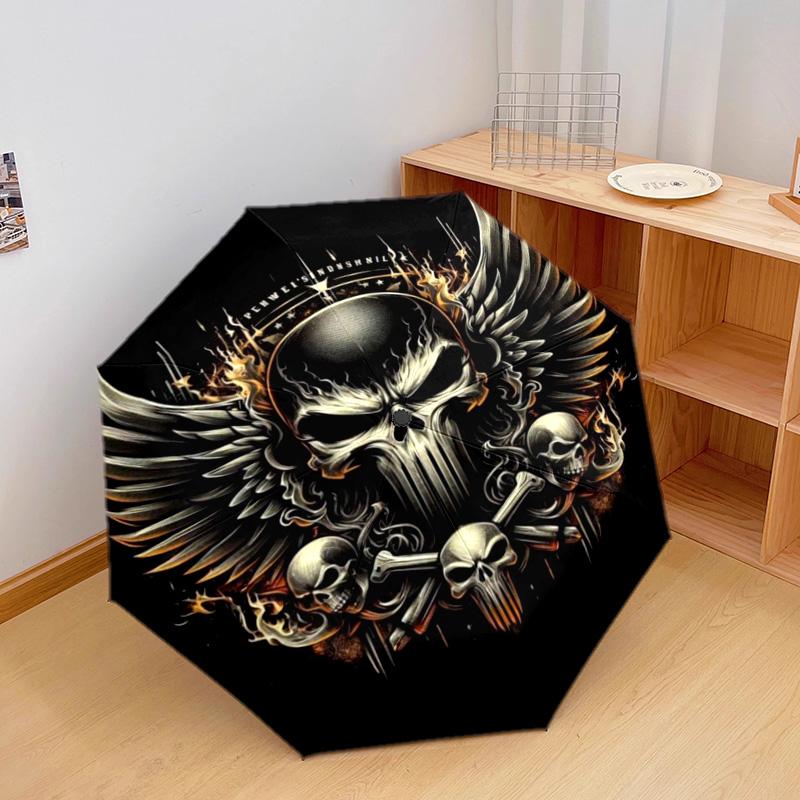1PC Skull Automatic Umbrella - Suitable Travel Outdoor Portable Umbrella Birthday Gift Daily Essentials