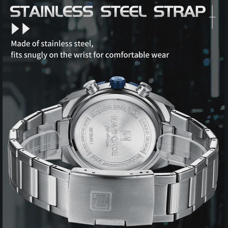 Mens Watches Stainless Steel Watch Waterproof Luxury Quartz Clock Chronograph Luminous Wristwatches Relogio Masculino