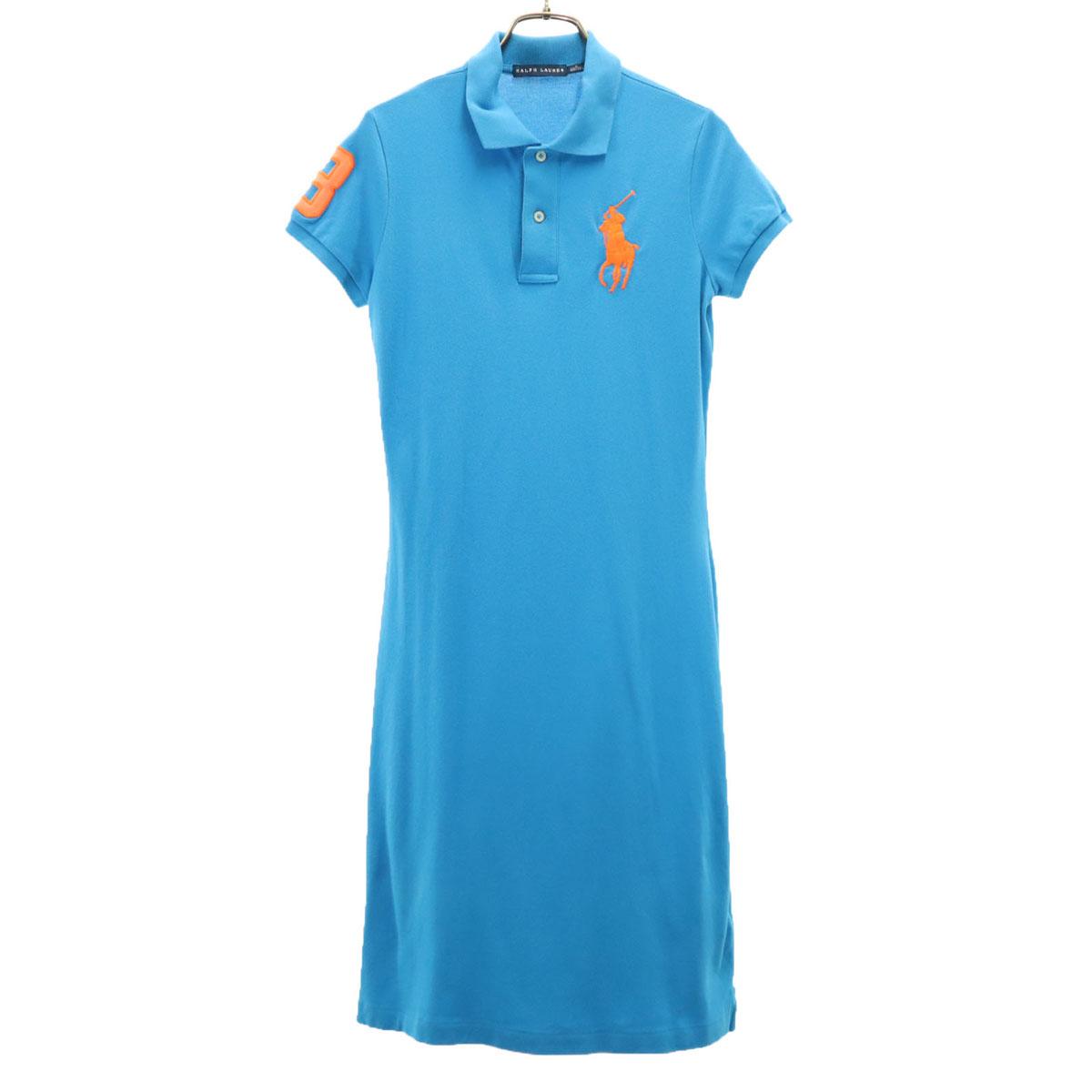 

RALPH LAUREN Большое поло с коротким рукавом S синее ткань пике Женское Б/У