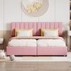 Upholstered Bed 180x200 cm, Hydraulic Storage Bed, Skin-Friendly Linen High Box Bed, Multifunctional Double Bed, Pink