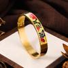 Bracciale Geometrico Aperto in Metallo Color Oro Acciaio Inossidabile Smaltato Vintage, Gioiello da Polso Geometrico Allargato Apribile, Regalo Quotidiano da Polso per Donna