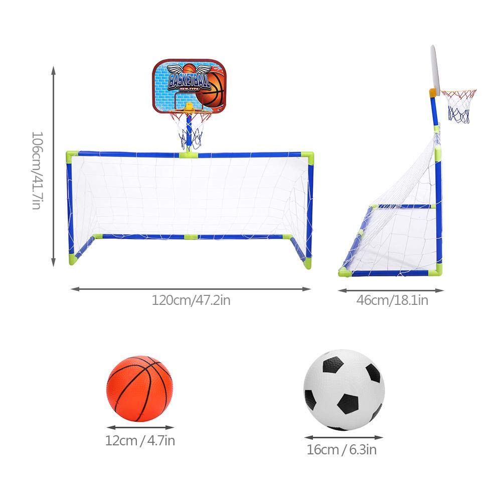 Alomejor1 Soccer Basketball Goal Christmas Toy Gift Simple For Indoor and Outdoor Includes Toy Set [2-in-1] & Set, Set, Assembled, Portable, Foldable,