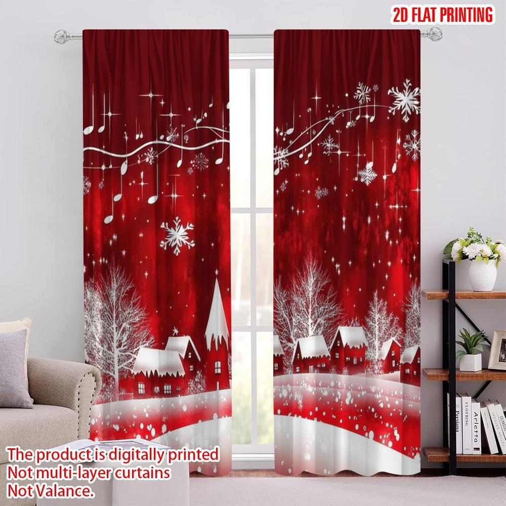 

2pcs,2D plane printing Curtains&Window Treatment Winter Melody Polyester Fabric (without rod) Decorations Inside Ldeal for 52.50 × 116.00 cm 2 pcs